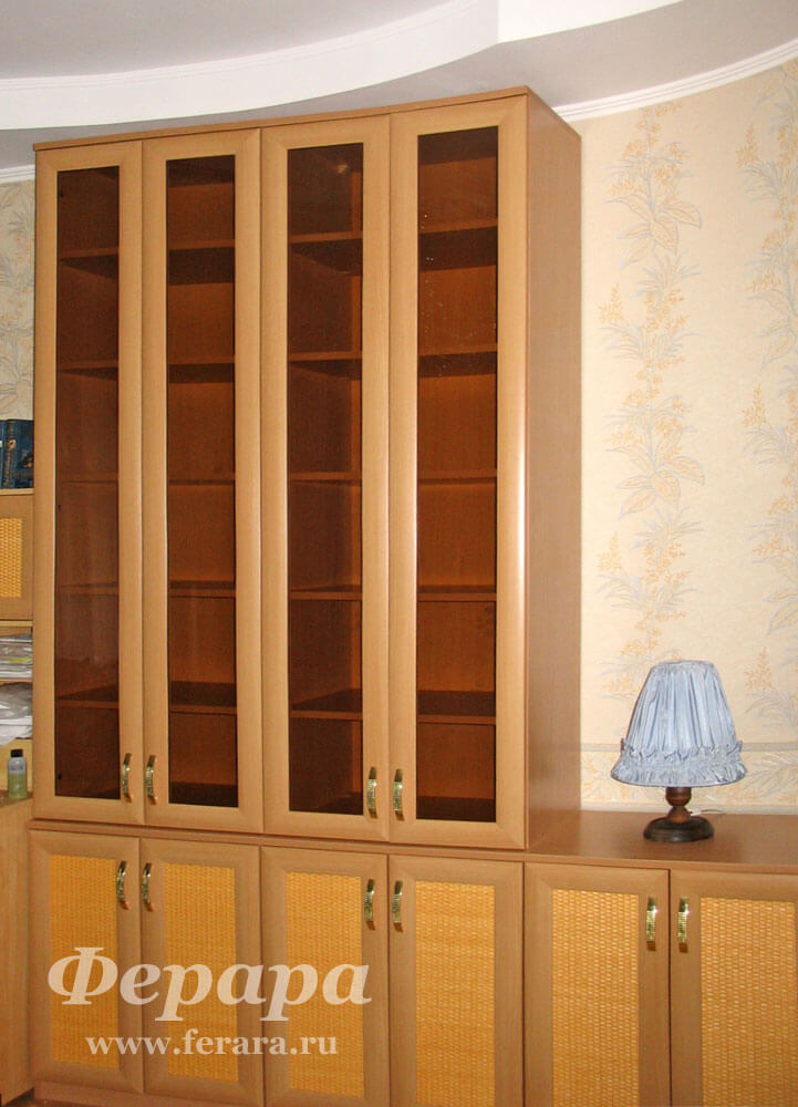 Корпусный шкаф с полками и стеклом (Бук), фото 1